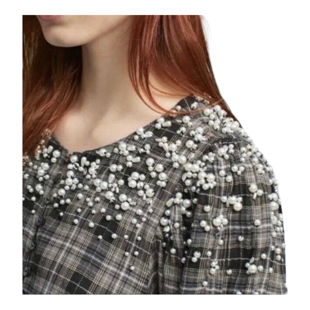 Akemi + Kin Anthropologie Blouse With Pearls Sz Small
